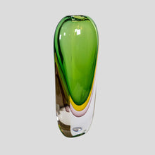 Load image into Gallery viewer, Green Yellow Purple art glass vase by Silvano Signoreto
