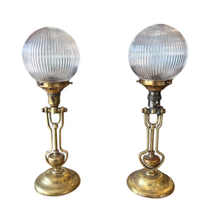 Pair of Benson's 1920's Ship's Master Suite Table or Wall Lamps
