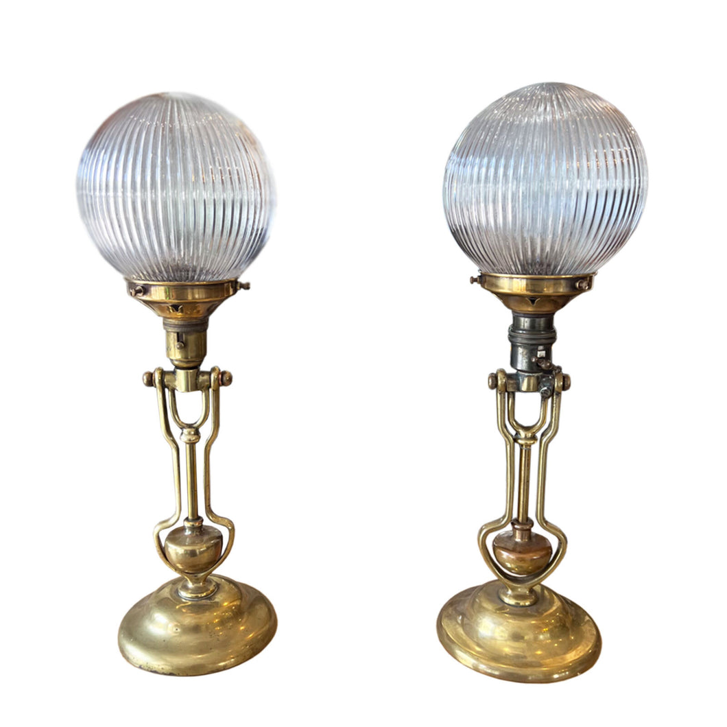 Pair of Benson's 1920's Ship's Master Suite Table or Wall Lamps