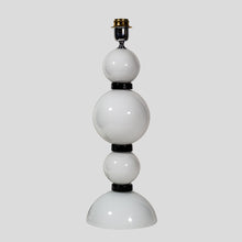 Load image into Gallery viewer, Pair of hand blown glass white and black table lamps
