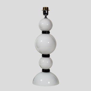 Pair of hand blown glass white and black table lamps