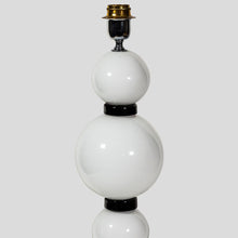 Load image into Gallery viewer, Pair of hand blown glass white and black table lamps
