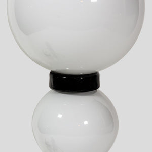 Pair of hand blown glass white and black table lamps