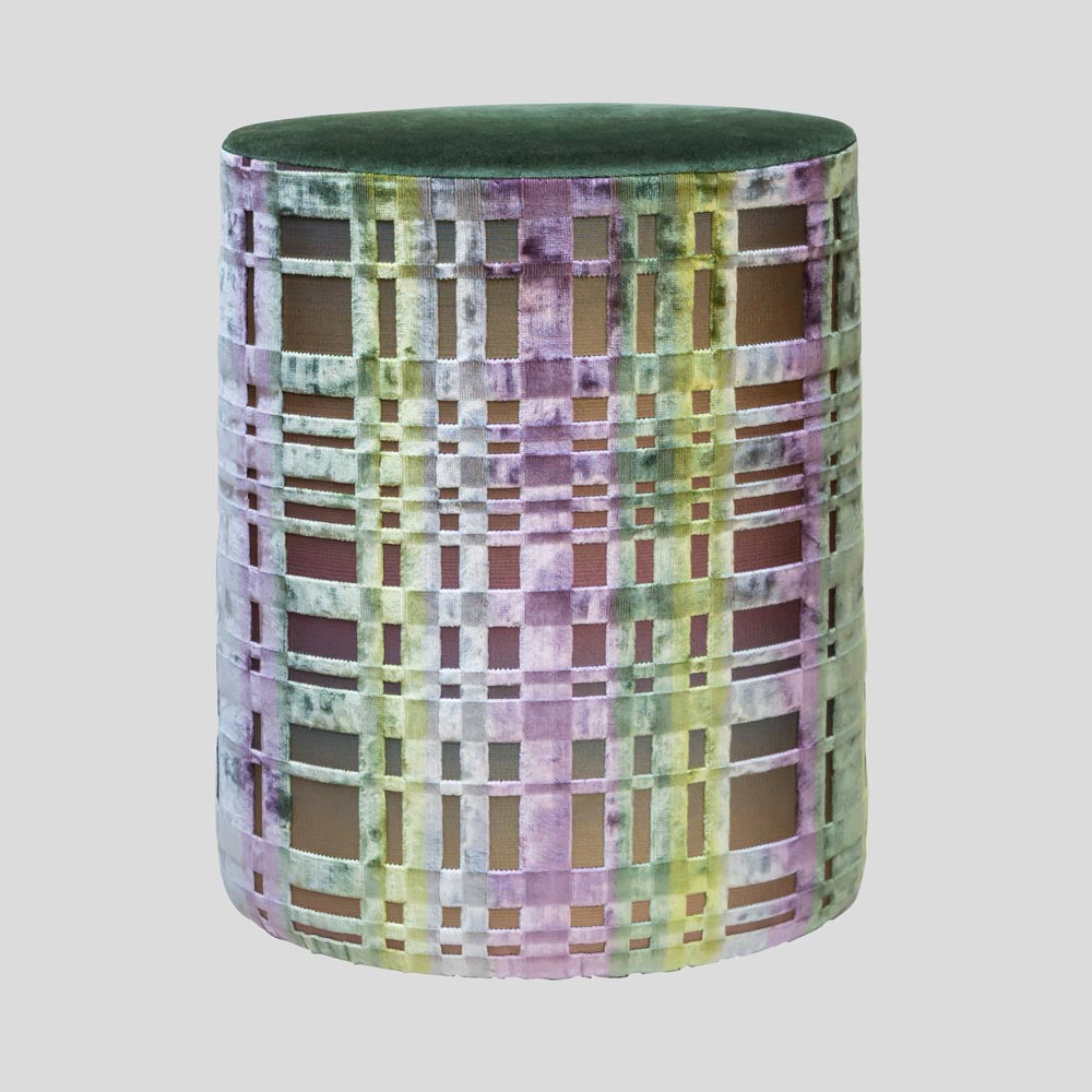 Pair of Italian design stools patterned fabric