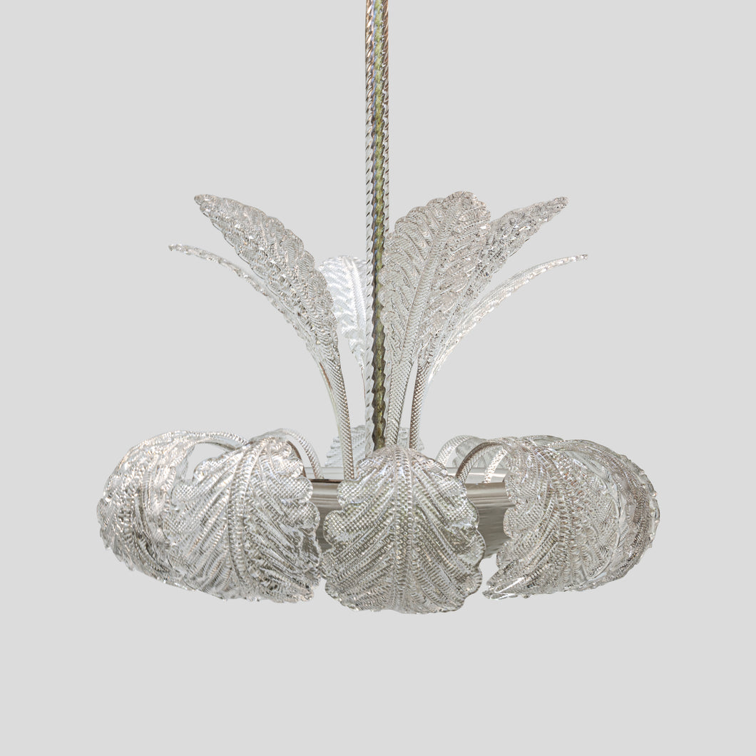 1950s Italian ceiling light clear blown patterned glass by Barovier e Toso