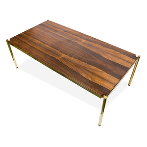 Rosewood and brass Osvaldo design coffee table