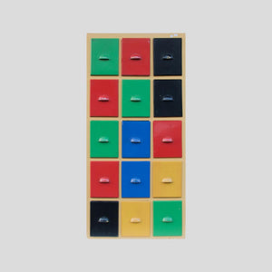 A multicolor Storage cabinet