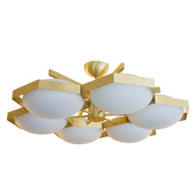 Load image into Gallery viewer, Flash mount Brass and Murano white glass ceiling light
