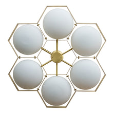 Load image into Gallery viewer, Flash mount Brass and Murano white glass ceiling light
