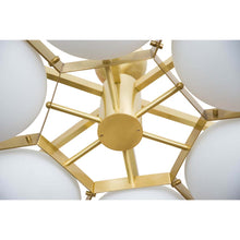 Load image into Gallery viewer, Flash mount Brass and Murano white glass ceiling light
