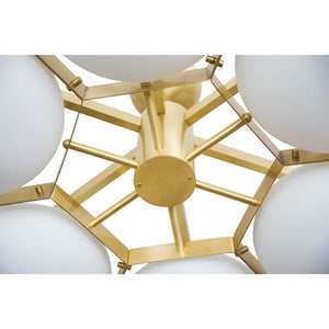 Flash mount Brass and Murano white glass ceiling light