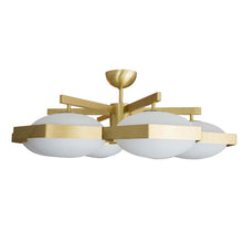 Load image into Gallery viewer, Flash mount Brass and Murano white glass ceiling light
