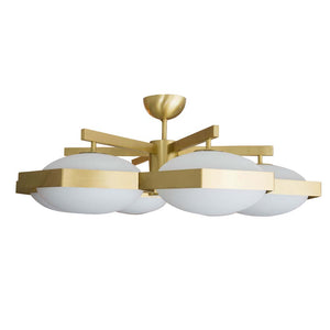 Flash mount Brass and Murano white glass ceiling light