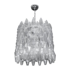 Load image into Gallery viewer, Drum shaped Clear Poliedri blown Murano glass chandelier
