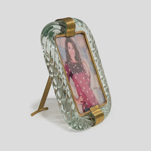 Load image into Gallery viewer, Vintage picture frame Murano clear glass with brass signed Seguso Vetri
