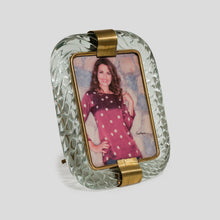 Load image into Gallery viewer, Vintage picture frame Murano clear glass with brass signed Seguso Vetri
