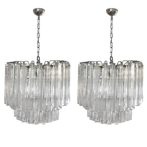 Pair of Venini Triedri glass ceiling light