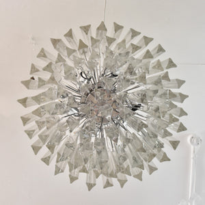 Pair of Venini Triedri glass ceiling light