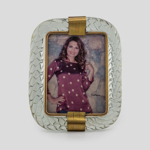 Vintage picture frame Murano clear glass with brass signed Seguso Vetri