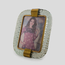 Load image into Gallery viewer, Vintage picture frame Murano clear glass with brass signed Seguso Vetri
