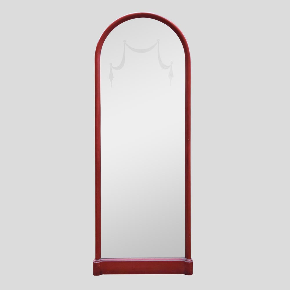 1940’s red lacquered arc mirror