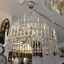 Load image into Gallery viewer, A large silver plated Gaetano Sciolari chandelier
