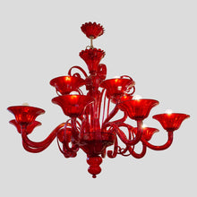 Load image into Gallery viewer, Campari red 12 lighters Venetian ceiling light
