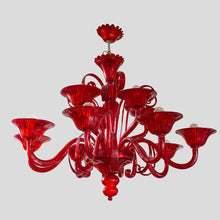 Load image into Gallery viewer, Campari red 12 lighters Venetian ceiling light
