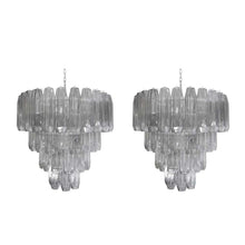 Load image into Gallery viewer, Large Pearl Grey Blown Murano Poliedri glass Chandelier
