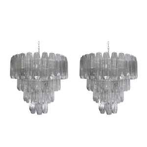 Large Pearl Grey Blown Murano Poliedri glass Chandelier