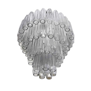 Large Pearl Grey Blown Murano Poliedri glass Chandelier