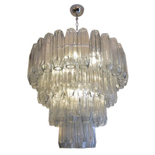 Load image into Gallery viewer, Large Pearl Grey Blown Murano Poliedri glass Chandelier
