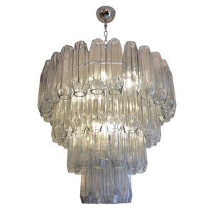 Large Pearl Grey Blown Murano Poliedri glass Chandelier