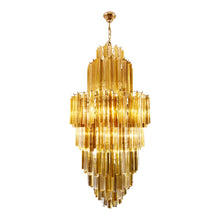 Load image into Gallery viewer, Venini Skyscraper Clear amber smoke colour chandelier
