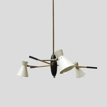 Load image into Gallery viewer, 1950s articulating shades ceiling light att. luigi sarfati
