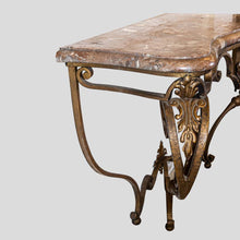 Load image into Gallery viewer, Gilt wrought iron console table attributed to Gilbert Poillerat
