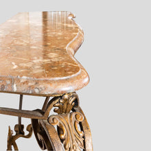 Load image into Gallery viewer, Gilt wrought iron console table attributed to Gilbert Poillerat
