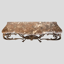 Load image into Gallery viewer, Gilt wrought iron console table attributed to Gilbert Poillerat
