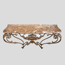 Load image into Gallery viewer, Gilt wrought iron console table attributed to Gilbert Poillerat
