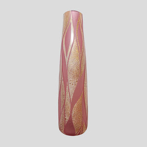 Glass Battuto Pink and Gold leaf Blown vase Murano