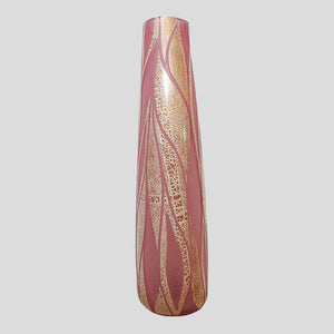 Glass Battuto Pink and Gold leaf Blown vase Murano