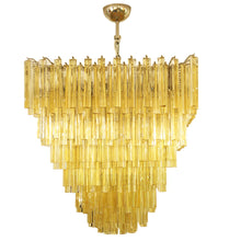 Load image into Gallery viewer, Large square Venini amber colour triedri glass ceiling light
