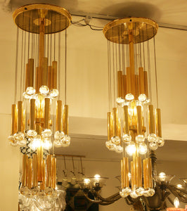 A pair of sciolari ceiling lights