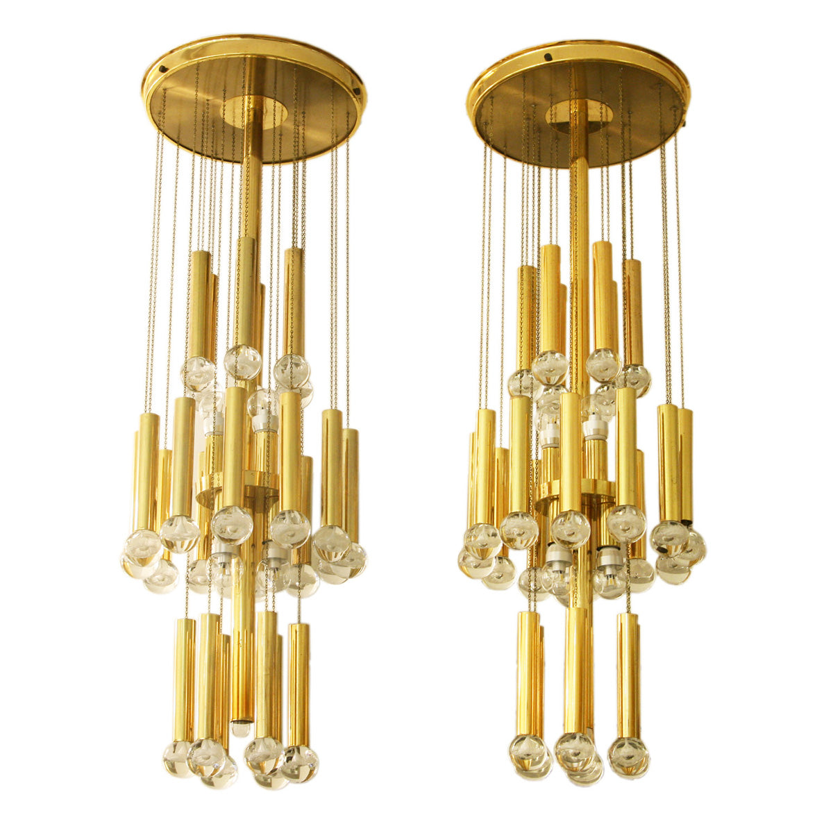 A pair of sciolari ceiling lights