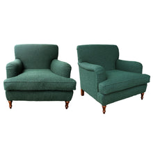 Load image into Gallery viewer, Mid-century Pair of Large Swedish Armchairs Newly Upholstered In a Green Fabric
