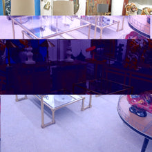 Load image into Gallery viewer, 1970s Pair of Two Tiers Square Brass and Glass Structural Coffee tables, French
