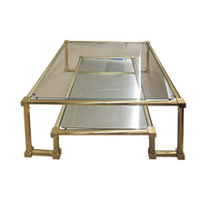 Load image into Gallery viewer, 1970s Pair of Two Tiers Square Brass and Glass Structural Coffee tables, French
