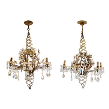 Load image into Gallery viewer, 1960s Pair of Banci Of Florence Floral Crystal Chandelier, Italian
