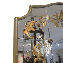 Load image into Gallery viewer, 1940s French Wall Mirror with Eglomisé Gold Leaf Design
