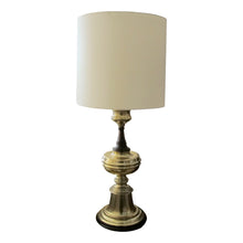 Load image into Gallery viewer, 1950s Very Large Pair of Brass and Mahogany Tables lamps, English
